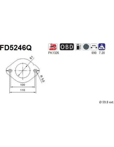 Filtro de partículas diésel AS FD5246Q para FORD | Recambios Colmenar