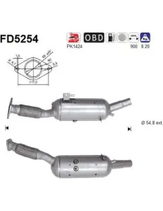 Filtro de partículas diésel AS FD5254 para FIAT / NISSAN / OPEL