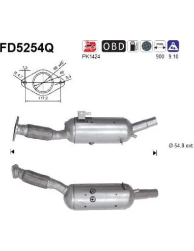 Filtro de partículas diésel AS FD5254Q para FIAT / NISSAN / OPEL