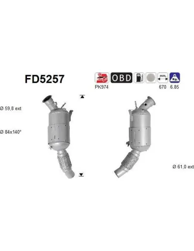Filtro de partículas diésel AS FD5257 para BMW | Recambios Colmenar