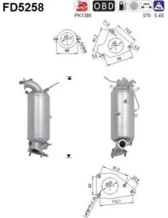 Filtro de partículas diésel AS FD5258 para HONDA | Recambios Colmenar