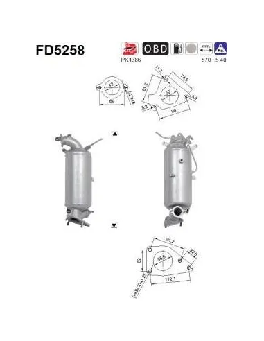 Filtro de partículas diésel AS FD5258 para HONDA | Recambios Colmenar