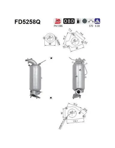 Filtro de partículas diésel AS FD5258Q para HONDA | Recambios Colmenar