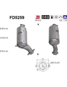 Filtro de partículas diésel AS FD5259 para TOYOTA | Recambios Colmenar