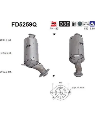 Filtro de partículas diésel AS FD5259Q para TOYOTA