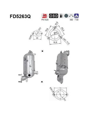 Filtro de partículas diésel AS FD5263Q para HYUNDAI