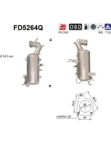 Filtro de partículas diésel AS FD5264Q para OPEL | Recambios Colmenar
