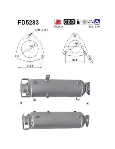 Filtro de partículas diésel AS FD5283 para IVECO | Recambios Colmenar
