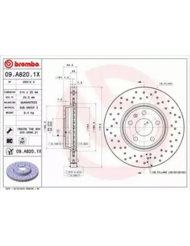 09A8201X Disco de freno Brembo