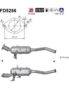 Filtro de partículas diésel AS FD5286 para NISSAN / OPEL / RENAULT
