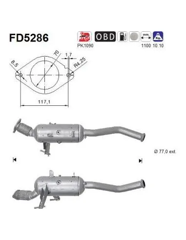 Filtro de partículas diésel AS FD5286 para NISSAN / OPEL / RENAULT