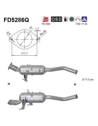 Filtro de partículas diésel AS FD5286Q para NISSAN / OPEL / RENAULT