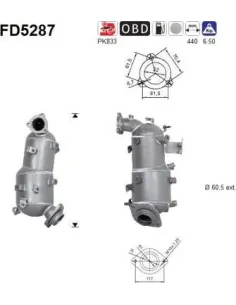 Filtro de partículas diésel AS FD5287 para TOYOTA | Recambios Colmenar