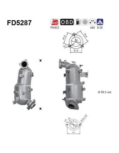 Filtro de partículas diésel AS FD5287 para TOYOTA | Recambios Colmenar