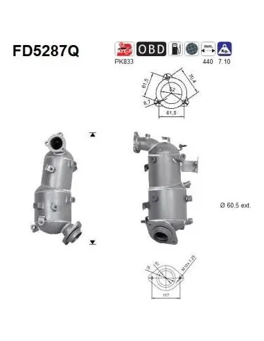 Filtro de partículas diésel AS FD5287Q para TOYOTA