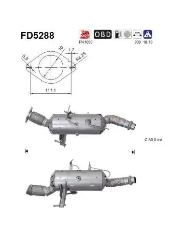 Filtro de partículas diésel AS FD5288 para NISSAN / OPEL / RENAULT