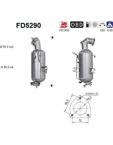 Filtro de partículas diésel AS FD5290 para OPEL | Recambios Colmenar