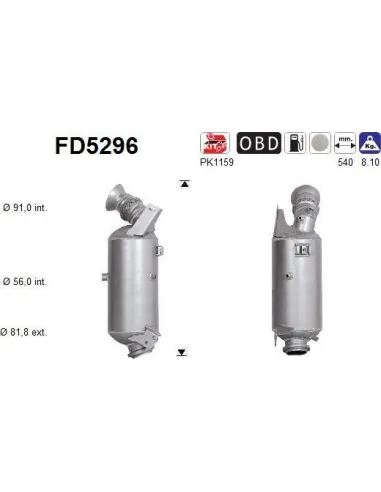 Filtro de partículas diésel AS FD5296 para MERCEDES