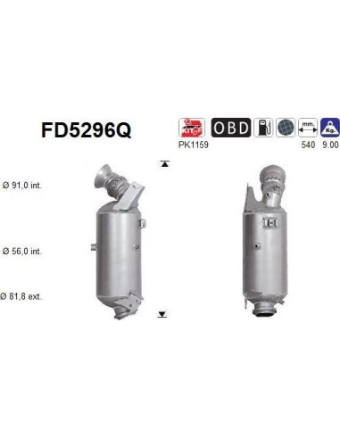 Filtro de partículas diésel AS FD5296Q para MERCEDES