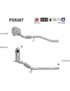 Filtro de partículas diésel AS FD5307 para VOLKSWAGEN