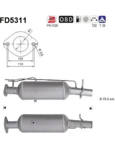 Filtro de partículas diésel AS FD5311 para FORD | Recambios Colmenar