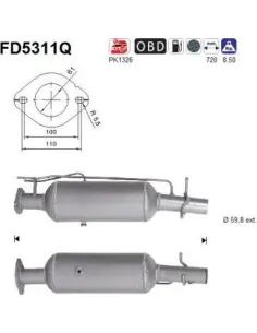 Filtro de partículas diésel AS FD5311Q para FORD | Recambios Colmenar