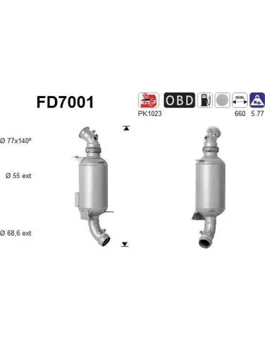 Filtro de partículas diésel AS FD7001 para VOLKSWAGEN