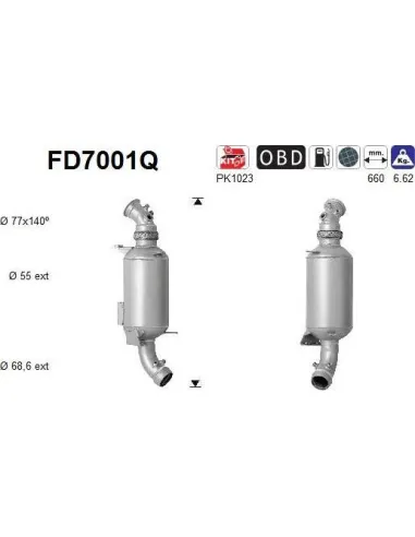Filtro de partículas diésel AS FD7001Q para VOLKSWAGEN