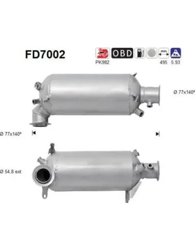 Filtro de partículas diésel AS FD7002 para VOLKSWAGEN