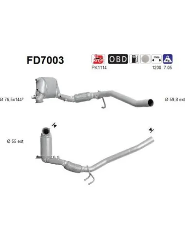 Filtro de partículas diésel AS FD7003 para AUDI / SEAT / VOLKSWAGEN