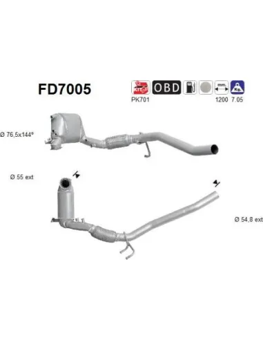 Filtro de partículas diésel AS FD7005 para AUDI / SEAT / SKODA