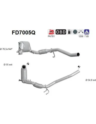 Filtro de partículas diésel AS FD7005Q para AUDI / SEAT / SKODA