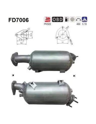 Filtro de partículas diésel AS FD7006 para AUDI | Recambios Colmenar