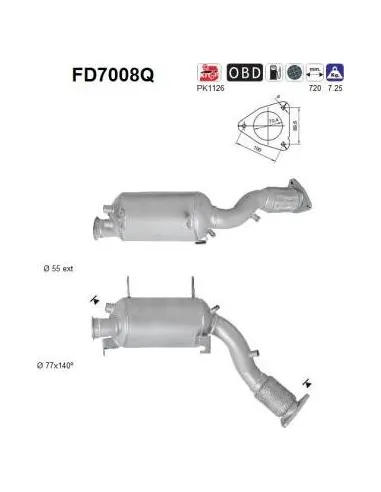 Filtro de partículas diésel AS FD7008Q para VOLKSWAGEN