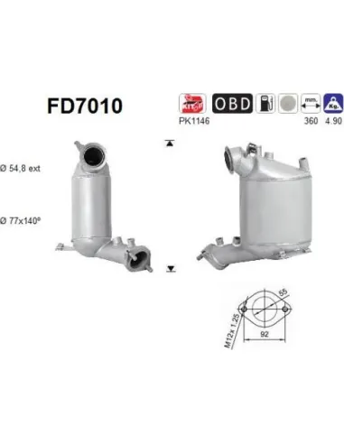 Filtro de partículas diésel AS FD7010 para MITSUBISHI