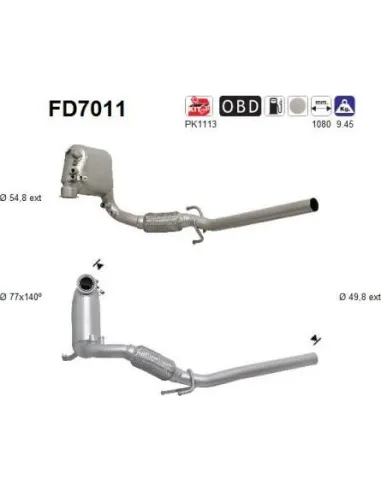 Filtro de partículas diésel AS FD7011 para SEAT / SKODA / VOLKSWAGEN