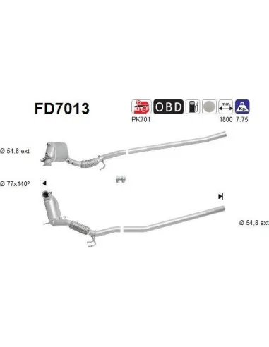 Filtro de partículas diésel AS FD7013 para AUDI / SEAT / SKODA