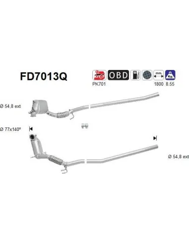 Filtro de partículas diésel AS FD7013Q para AUDI / SEAT / SKODA