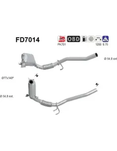 Filtro de partículas diésel AS FD7014 para AUDI / SEAT / SKODA