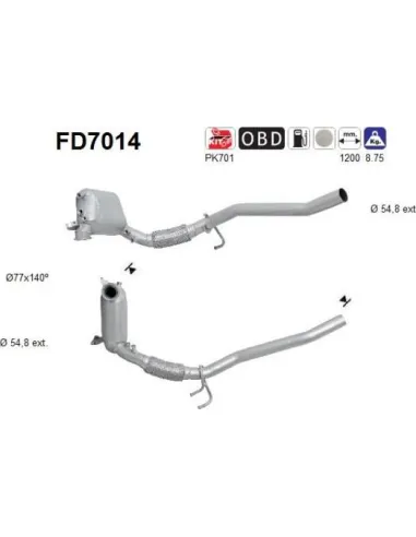 Filtro de partículas diésel AS FD7014 para AUDI / SEAT / SKODA