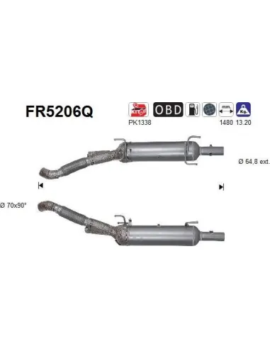 Filtro de partículas diésel AS FR5206Q para CITROËN / PEUGEOT