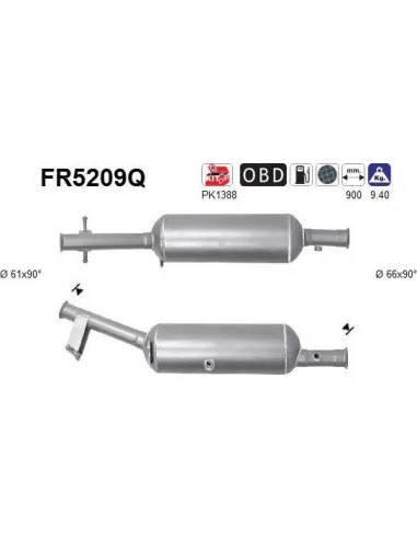 Filtro de partículas diésel AS FR5209Q para CITROËN / OPEL / PEUGEOT