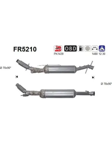 Filtro de partículas diésel AS FR5210 para CITROËN / OPEL / PEUGEOT