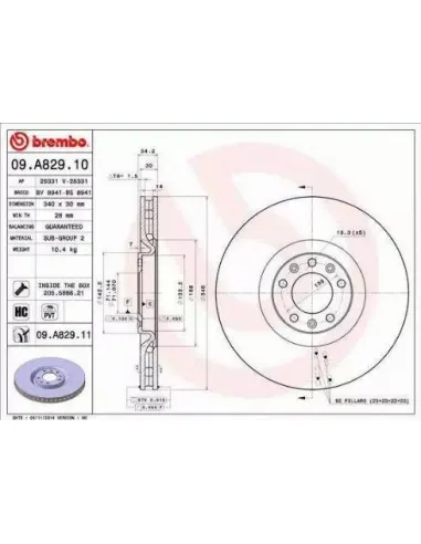 09.A829.10 Disco de freno Brembo