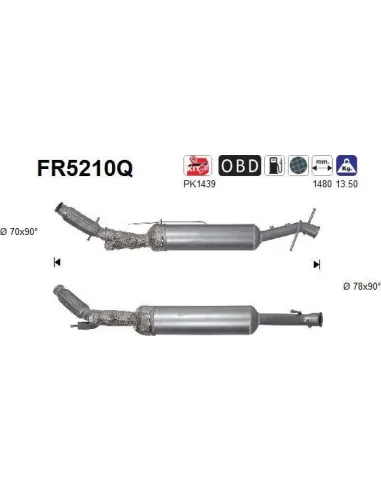 Filtro de partículas diésel AS FR5210Q para CITROËN / OPEL / PEUGEOT