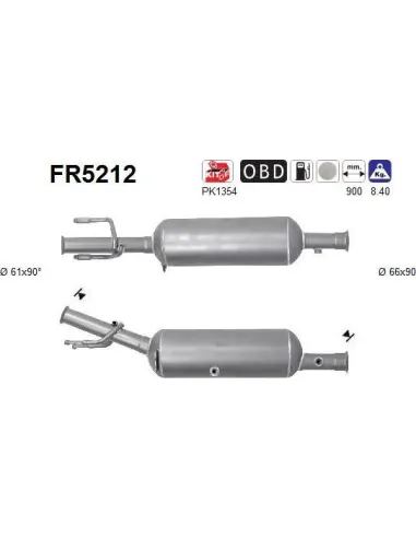 Filtro de partículas diésel AS FR5212 para CITROËN / PEUGEOT