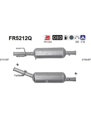Filtro de partículas diésel AS FR5212Q para CITROËN / PEUGEOT