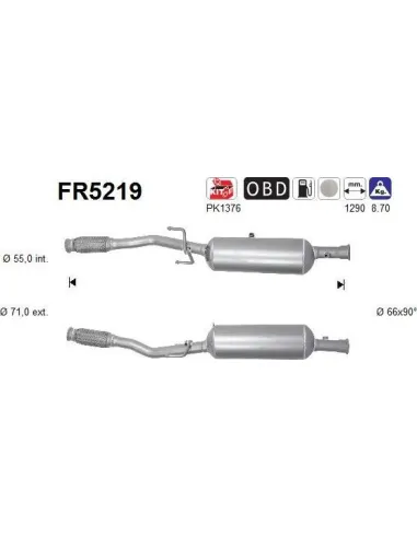 Filtro de partículas diésel AS FR5219 para CITROËN / OPEL / PEUGEOT