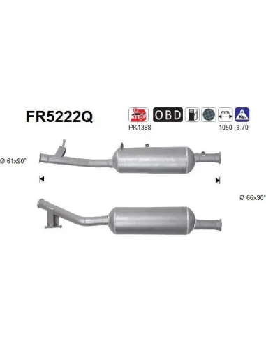 Filtro de partículas diésel AS FR5222Q para CITROËN / PEUGEOT / TOYOTA