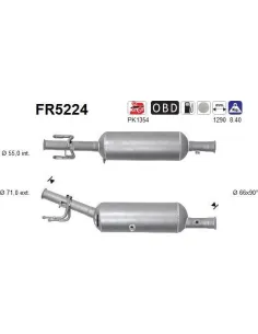 Filtro de partículas diésel AS FR5224 para PEUGEOT